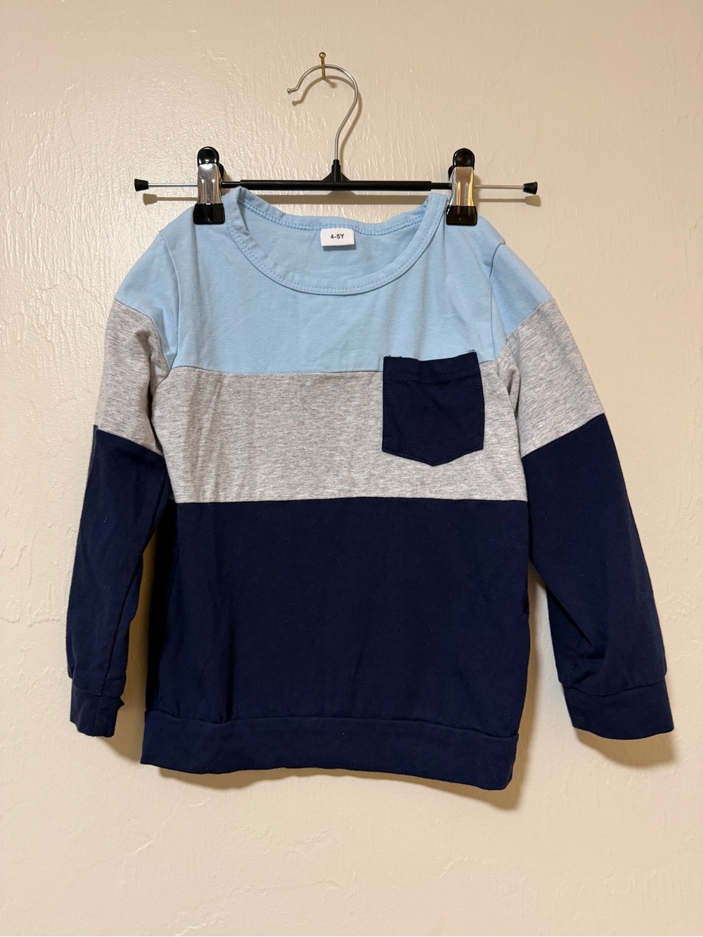 Boys Colorblock Long Sleeve Pocket Tee - Light Blue/Gray/Navy